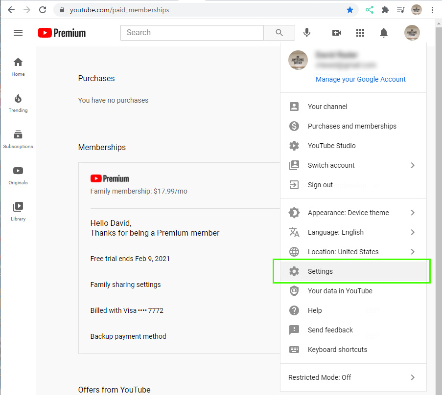 how do you add family member to youtube tv